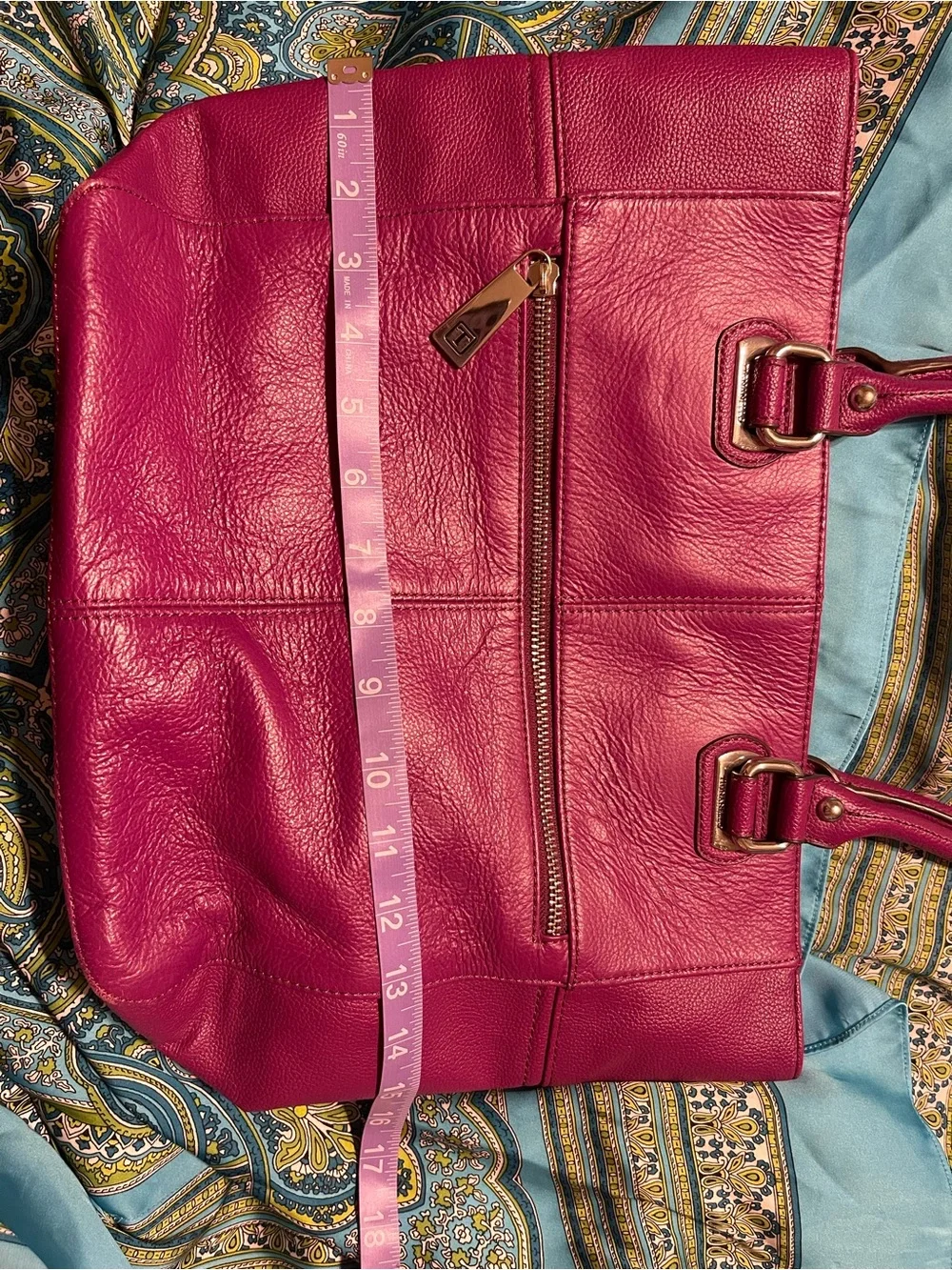 Fuchsia pebbled leather tote